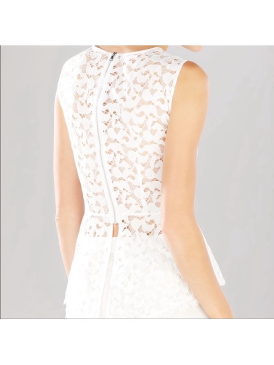 BCBGMaxAzria Evia Lace Top size Small White Lace Peplum Feminine Chic Elegant - Picture 2 of 10